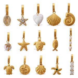 Colección de Dijes Personalizados con Motivos Oceánicos, Chapados en Oro de 18K, Dijes Intercambiables para Joyería, Venta al Por Mayor - Product Image 6