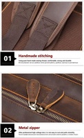 Mochila para Portátil de Cuero Genuino, Moderna, Ecológica, Duradera, de Gran Capacidad, con Cremallera Desmontable, Correa Ajustable, Impermeable, Unisex