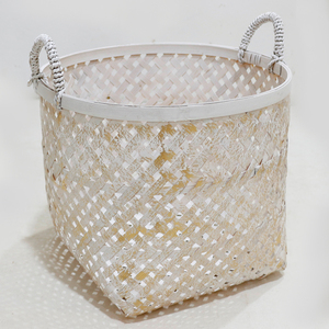 Cesta de Almacenamiento de Bambú Tejida a Mano con Asa, Contenedor Organizador Ecológico para Lavandería, Cocina, Guardería - Product Image 4