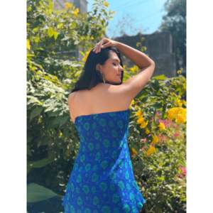 Conjunto de Corduroy sin Mangas para Mujer, Color Azul Tiburón, Talla XS, Transpirable, Estilo Asimétrico - Product Image 2