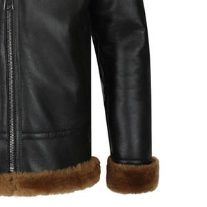 Dernier design, veste en cuir et fourrure pour homme, en peau de mouton véritable, sur mesure, nouveau design, vêtements d'hiver et d'automne pour homme, veste en cuir et fourrure - Product Image 4