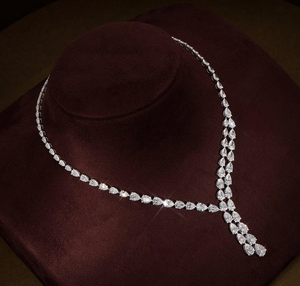 Premium Lab Grown Pear Cut High Purity Filled Necklace Silver Plated <b>Chain</b> IGI Certified Vintage Style Sparkling Women's Wedding - Product Image 2
