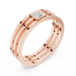 Bague unisexe en or massif 10K 14K 18K avec diamant de laboratoire taille princesse, sertie clos, à large bande rainurée, certifiée IGI, bijou fin, cadeau - Product Image 6