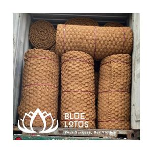 HOT SELLING Eco Friendly Woven <b>Coir</b> <b>Mat</b> Plant Fiber Geotextile Floor Covering Protection Non-Slip Rubber Backing Plaid Pattern - Product Image 1