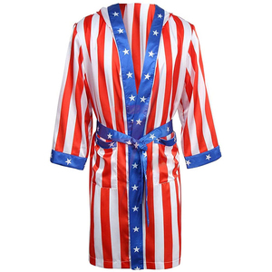 Adult Men's Satin American Flag Boxing Costume Robe Cloak with Hood | Standard Satin Boxing Robe with hood Whole Sale Price 2026 - Product Image 3