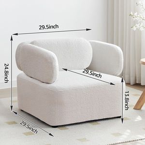 Mid Century Teddy Velvet Reading Armchair Accent Chair with Thickened <b>Cushions</b> and Upholstered <b>Padded</b> Seat for Living Room - Product Image 6