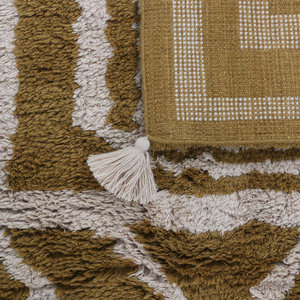 Alfombra de área de algodón/lana blanca/marrón hecha a mano conjunto de producto tejido a mano - Product Image 3