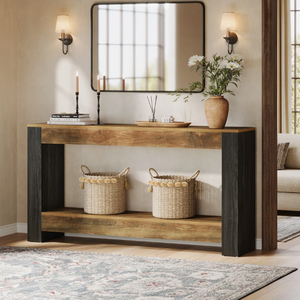 Mesa Consola Rústica de Madera con Cajones de Almacenamiento para Organización en Salas de Estar, Dormitorios y Entradas de Estilo Rústico - Product Image 4