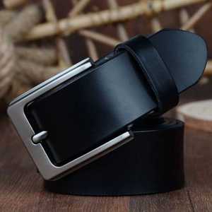 Ceinture décontractée de luxe pour homme, en cuir de vachette véritable ciré, inspirée du cuir de crocodile, avec boucle en acier de haute qualité, étanche - Product Image 2