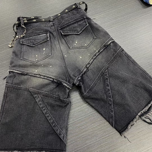 Fabricante Personalizado de Shorts de Mezclilla Desgastados con Bordado de Flores y Lavado Ácido a la Moda para Hombre - Product Image 6