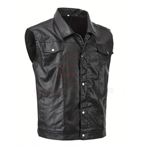 Chaleco de Cuero Genuino para Hombre, Reversible, Transpirable, de Invierno, con Logotipo Personalizado OEM, Talla Grande, Estilo Urbano - Product Image 1