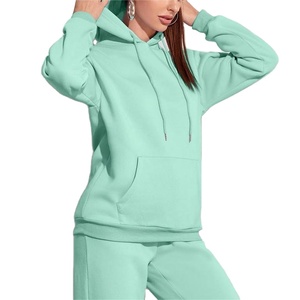 Sudadera con Capucha de Forro Polar para Mujer, Color Sólido, con Bolsillos, Estilo Casual para Otoño, Manga Larga, Tejida, Servicio OEM - Product Image 2