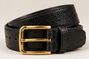 Ceinture en cuir véritable noire unie avec boucle ardillon rectangulaire en cuivre, formelle et durable pour homme - Product Image 2