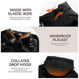 Abrigos de Invierno para Mujer, Chaqueta Larga Acolchada con Aislamiento Térmico, Chaqueta Parka Vegana con Capucha, Resistente al Viento y a la Nieve - Product Image 2
