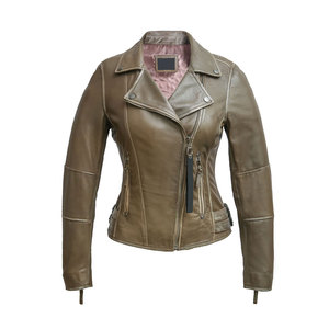 Women Black Leather <b>Biker</b> <b>Jacket</b> Premium Genuine Leather Motorcycle Coat Custom OEM ODM Wholesale Manufacturer - Product Image 6