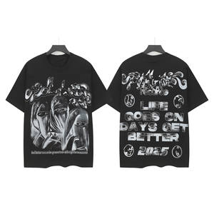 Camisetas Unisex de Hombre Teñidas a Mano, Extra Grandes, 180 Gramos, 100% Algodón, Casuales, Transpirables, Negras - Product Image 2