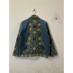Artisan Handmade Floral Velvet Suzani <b>Jacket</b> <b>Women</b> Luxury Stand Collar Bohemian Full Sleeve <b>Spring</b> Outerwear - Product Image 5