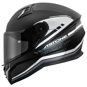 Casco de Motocicleta Integral de Seguridad ASTONE HELMETS ABS Modelo GTO7 LEGEND NEGRO MATE / GRIS Forro Interior de Poliéster - Product Image 1