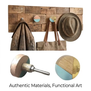 Modernos tiradores y pomos de gabinete con rayas de latón, madera y cuerno de hueso turquesa para cocina, dormitorio, armario y cajones de tocador - Product Image 4