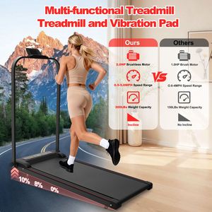 2-in-1 Upgrade <b>Foldable</b> Treadmill with Handle Bar Incline Portable Under <b>Desk</b> Walking and Vibration Pad Remote Control - Product Image 3