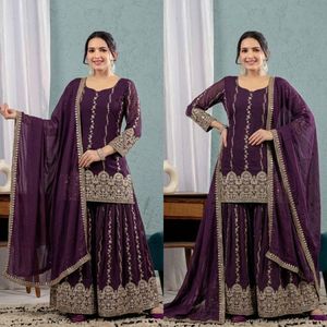 Women's Heavy Crunchy Silk Embroidered Kurta Sharara <b>Set</b> with Dupatta | Sequin Work Designer Ethnic Suit | Party Wear Wedding Fe - Product Image 3