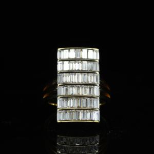 Women's 18K <b>Gold</b> Moissanite <b>Cocktail</b> <b>Ring</b> Baguette Cut Channel Setting Geometric Luxury Wedding <b>Ring</b> - Product Image 1