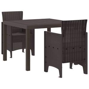Ensemble de salle à manger de jardin en polypropylène marron, 3 pièces, mobilier d'extérieur au design contemporain, résistant aux intempéries - Product Image 1