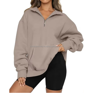 OEM personalizado de las mujeres de gran tamaño pulóver sudaderas de lana 2025 Otoño Invierno moda con capucha Drop-shoulder sudaderas con capucha insignia Streetwear - Product Image 4