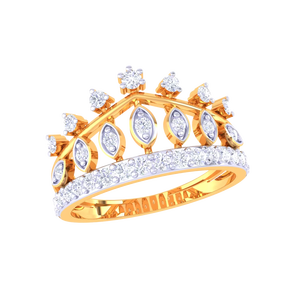 Anillo de Diamantes con Corona de Oro de Lujo, Diseño de Tiara, Joyería de Oro Real para Mujer, Regalo de Boda, Compromiso o Aniversario - Product Image 1
