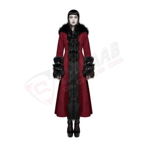 เดวิล-แฟชั่นผู้หญิงเสื้อคลุมยาวแบบกอธิคมีฮู้ดสำหรับฤดูหนาวระบายอากาศสีแดง-ดำขนถอดออกได้เสื้อโค้ทเทรนช์กอธิค - Product Image 3