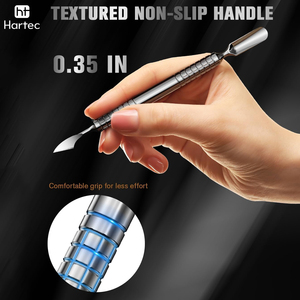 Premium Quality Grade Stainless Steel Manicure Professional Cuticle Nail Pusher Textured Handle Precision Beauty Instruments - Product Image 6