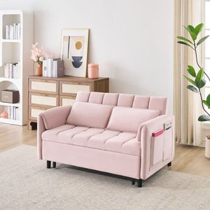 เตียงนอนโซฟาปรับนอนเปิดประทุนกำมะหยี่สีชมพู, กลไกแบบดึงออกได้3 1ห้องนั่งเล่นแบบลำลอง - Product Image 4