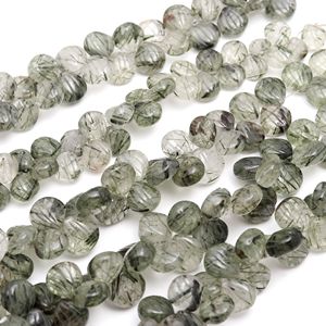 Cuentas de rutilo negro natural talladas a mano, cuentas de piedras preciosas talladas a mano, cuentas de rutilo negro perforadas lateralmente para la fabricación de joyas, 9-10 mm - Product Image 1