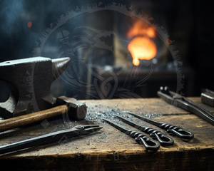 Juego de cuchillos y brochetas vikingas forjados a medida con mango de hierro trenzado y funda de cuero, juego de brochetas para shish kebab, brochetas de acero para barbacoa - Product Image 2