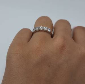 0.75 CT 5 Stone Lab Grown <b>Diamond</b> <b>Ring</b> in 18K Gold | Trendy IGI Certified Graduation <b>Ring</b> | Bridal <b>Diamond</b> Jewelry - Product Image 2