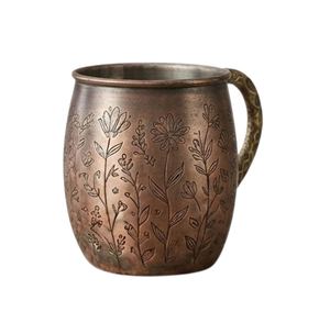 Kitchenware Drinkware Wild Etched Blossom Handmade <b>Copper</b> Metal <b>Mug</b> Pure <b>Copper</b> Julep Cup Pure <b>Copper</b> <b>Mugs</b> - Product Image 4