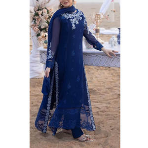 Robe de soirée pour femme 2026, en dentelle et sequins, avec boutons, en mousseline de soie premium, style pakistanais, pour mariage, traditionnelle, de luxe, de créateur, formelle - Product Image 1