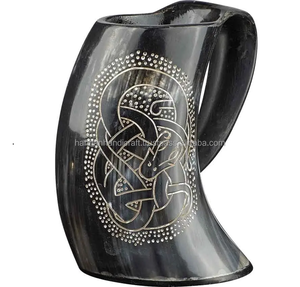 Jarra Vikinga para Beber, Jarra de Cuerno de Búfalo Natural, Jarra para Comedor Vikingo, Artesanía India, Artesanía Natural - Product Image 4