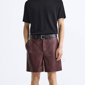 Pantalones Cortos de Cuero Casuales para Hombre, Cintura Media, con Bolsillos Laterales Funcionales, Corte Regular Cómodo, Ecológicos y de Secado Rápido - Product Image 3