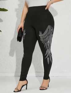 High Waist Full Length Black Waterproof Solid Stretch <b>Knitted</b> Jogger Style Women's <b>Leggings</b> - Product Image 2