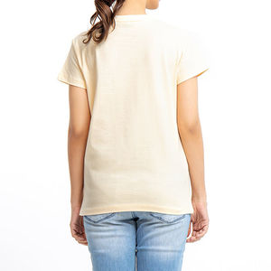 T-shirts décontractés 100 % coton pour femmes, manches courtes, grammage lourd 180 g/m², imprimés, respirants, brodés, teinture unie, écologiques - Product Image 4