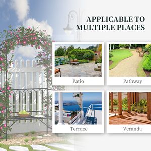 Arco da Giardino in Metallo 50 cm L x 203 cm H con Panchina Relax e Decorazioni Intagliate per 2 Persone, Ideale per Matrimoni e Patii - Product Image 6