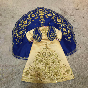 Vestido de Noche Azul con Bordado Dorado de Lujo para Mujer, Elegante Vestido Largo Formal, Servicio OEM de Marca Personalizada - Product Image 4