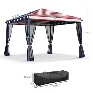 10x10FT American Flag Pop up <b>Tent</b> with Mesh Sidewalls Patriotism-Inspired <b>Canopy</b> for Outdoor Events - Product Image 3