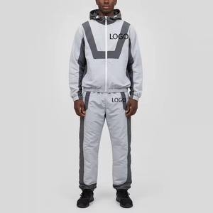 Wholesale Nylon Windbreaker Tracksuits <b>Jackets</b> Pants Sets Thicker Nylon Custom Embroidery logo Solid Pattern Men's Windbreaker - Product Image 1