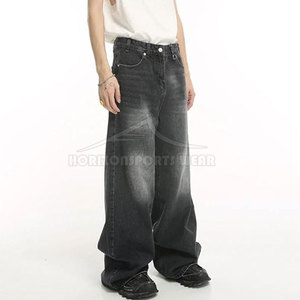 Wholesale Price High Quality Trendy Casual Baggy <b>Jeans</b> for Men Mid Waist Straight Leg Breathable Eco-Friendly 100% Cotton Autumn - Product Image 4