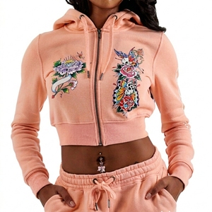 Sudadera con Capucha para Mujer, Estilo Urbano, Mezcla de Algodón Grueso Premium, Corte Corto y Amplio, Logotipo Personalizado con Serigrafía, 350GSM - Product Image 1