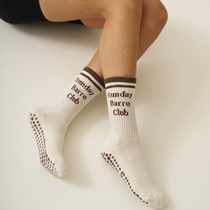 Custom Logo Sunday Barre Club Non-Slip Crew <b>Socks</b> Yoga Anti-Slip Jacquard Print - Product Image 3