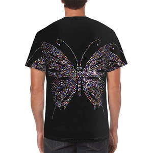 Men's & Women's Giant Butterfly Rhinestone T-Shirt 2026 Classic Black Regular Fit Multi-Color Sparkle <b>Crystal</b> Streetwear <b>Top</b> - Product Image 5