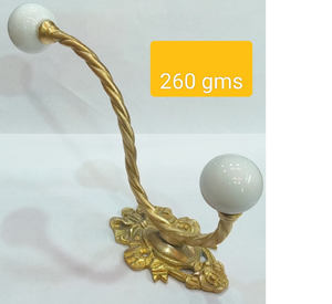 Porte-manteau et porte-chapeau mural décoratif en laiton et céramique à double poutre, organisateur de vêtements et porte-serviettes pour salle de bain - Product Image 1